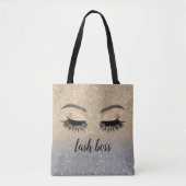 Eyelash Makeup Artist Lash Boss Chic Gold Glitter Tote Bag (Voorkant)