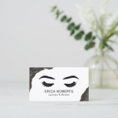 Eyelash Makeup Artist Modern Black Geode Salon Visitekaartje (Staand voorkant)