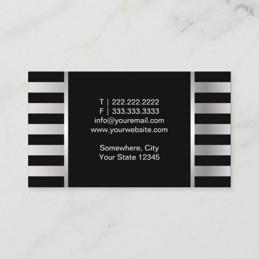 Eyelash Makeup Artist Modern Silver Stripes Visitekaartje (Achterkant)