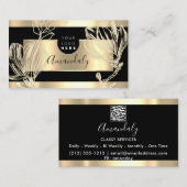Eyelash Makeup Artist QR Code Logo Black Gold Visitekaartje (Voorkant / Achterkant)