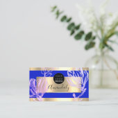 Eyelash Makeup Artist QR Code Logo Floral Blue Visitekaartje (Staand voorkant)