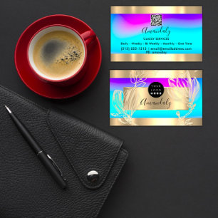 Eyelash Makeup Artist QR Code Logo Florenz Roze Visitekaartje