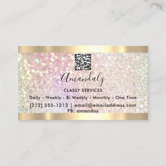 Eyelash Makeup Artist QR Code Logo Glitter Visitekaartje (Achterkant)