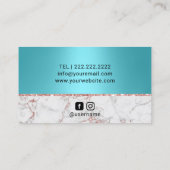 Eyelash Makeup Artist Turquoise Roos Gold Marble Visitekaartje (Achterkant)