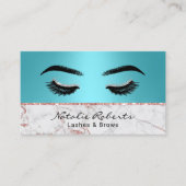 Eyelash Makeup Artist Turquoise Roos Gold Marble Visitekaartje (Voorkant)