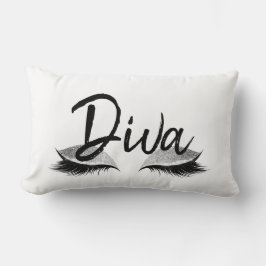 Eyelash Makeup Diva Modern Black en White Kussen