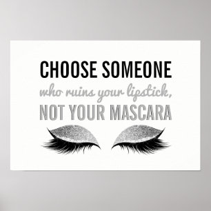 Eyelash Makeup Inspirerend Quote Black en White Poster
