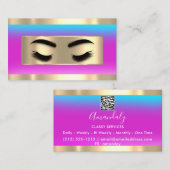 Eyelash Makeup QR Code Logo Roze Blauw Visitekaartje (Voorkant / Achterkant)
