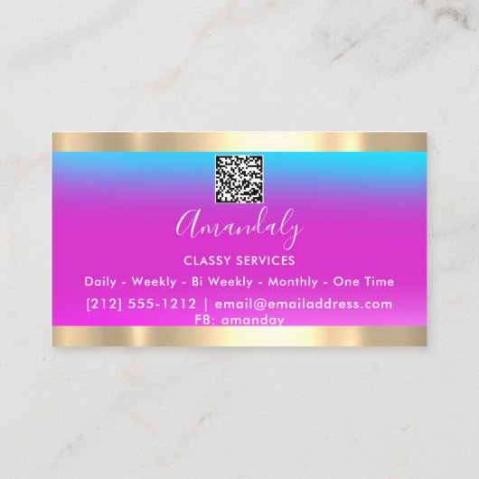 Eyelash Makeup QR Code Logo Roze Blauw Visitekaartje (Achterkant)