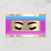 Eyelash Makeup QR Code Logo Roze Blauw Visitekaartje (Voorkant)