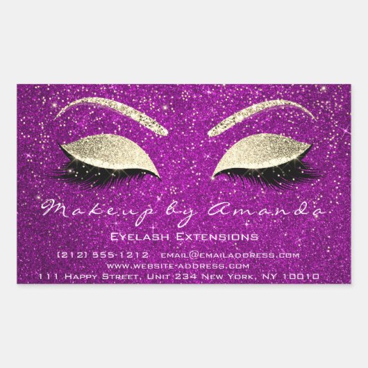 Eyelash Makeup RSVP Beauty Pink Gold Confetti Rechthoekige Sticker (Voorkant)