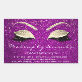 Eyelash Makeup RSVP Beauty Pink Gold Confetti Rechthoekige Sticker