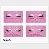 Eyelash Makeup RSVP Beauty Pink Rose Gray Glitter Rechthoekige Sticker (Vel)