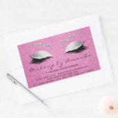 Eyelash Makeup RSVP Beauty Pink Rose Gray Glitter Rechthoekige Sticker (Envelop)