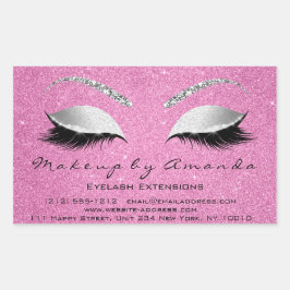 Eyelash Makeup RSVP Beauty Pink Rose Gray Glitter Rechthoekige Sticker