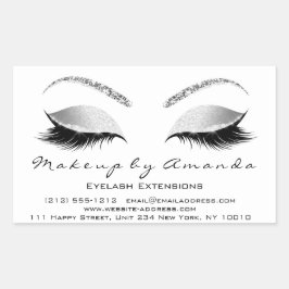 Eyelash Makeup RSVP Beauty White Grey Glitter Rechthoekige Sticker