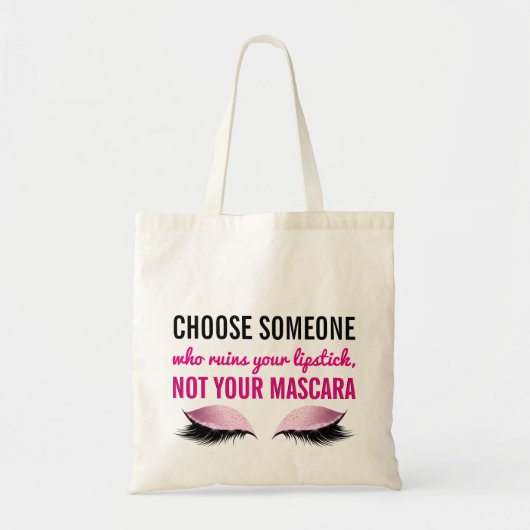 Eyelash Makeup Typography Inspirerend Love Quote Tote Bag (Voorkant)