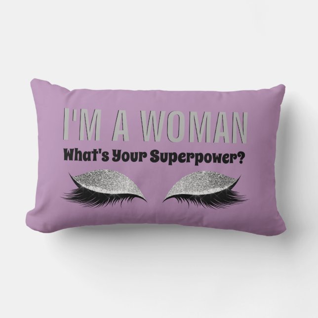 Eyelash Makeup Woman Superpower Quote Lavender Kussen (Voorkant)