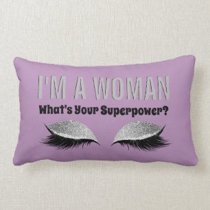 Eyelash Makeup Woman Superpower Quote Lavender Kussen