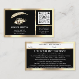 Eyelash Microblade QR CODE Aftercare Black Gold Visitekaartje