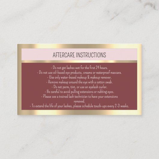 Eyelash-microblade QR CODE Aftercare Instructies Visitekaartje (Achterkant)