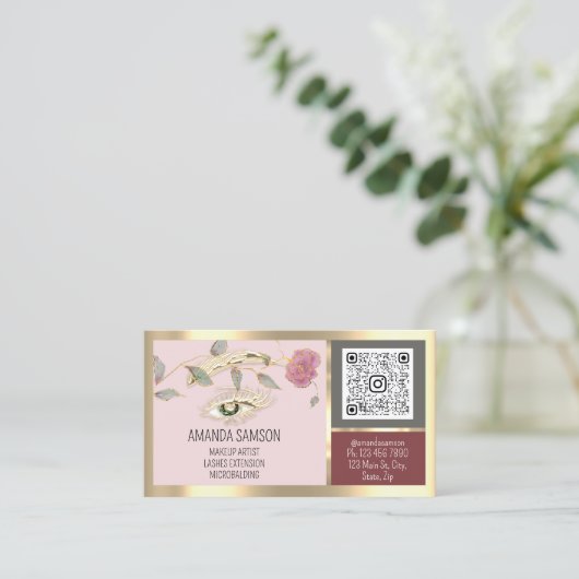Eyelash-microblade QR CODE Aftercare Instructies Visitekaartje (Staand voorkant)