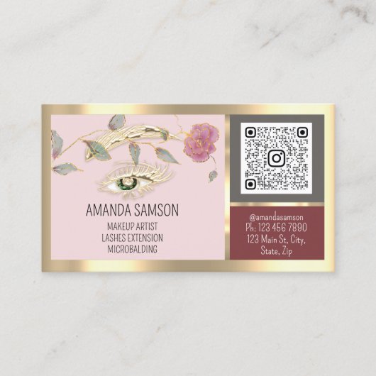 Eyelash-microblade QR CODE Aftercare Instructies Visitekaartje (Voorkant)