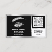 Eyelash-microblade QRCODE Aftercare BlackWhiteGrey Visitekaartje (Voorkant)