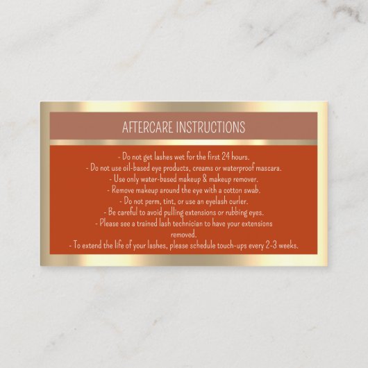 Eyelash Microblade QRCODE Aftercare Brown RoseGold Visitekaartje (Achterkant)