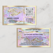 Eyelash-microblade QRCODE Aftercare Gold Holograaf Visitekaartje (Voorkant / Achterkant)