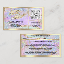 Eyelash-microblade QRCODE Aftercare Gold Holograaf Visitekaartje