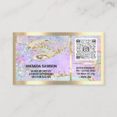 Eyelash-microblade QRCODE Aftercare Gold Holograaf Visitekaartje (Voorkant)