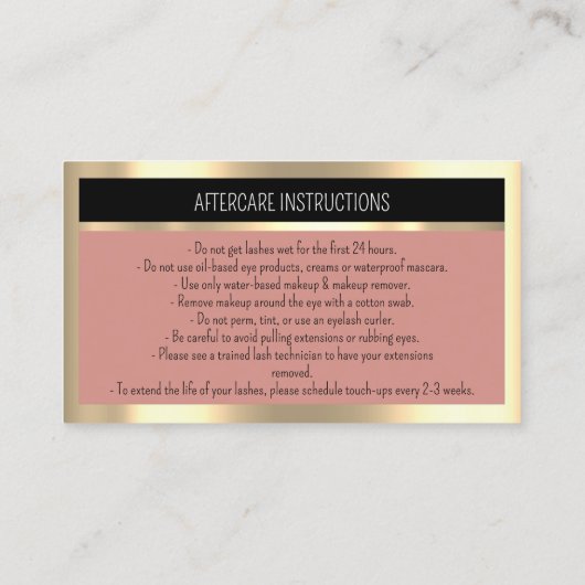 Eyelash-microblade QRCODE Aftercare Roos zwart Visitekaartje (Achterkant)