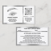 Eyelash-microblade QRCODE Aftercare Silver White Visitekaartje (Voorkant / Achterkant)