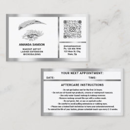 Eyelash-microblade QRCODE Aftercare Silver White Visitekaartje