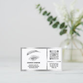 Eyelash-microblade QRCODE Aftercare Silver White Visitekaartje (Staand voorkant)