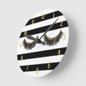 Eyelash Modern Black & White Stripes Ronde Klok (Hoek)