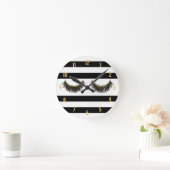 Eyelash Modern Black & White Stripes Ronde Klok (Huis)