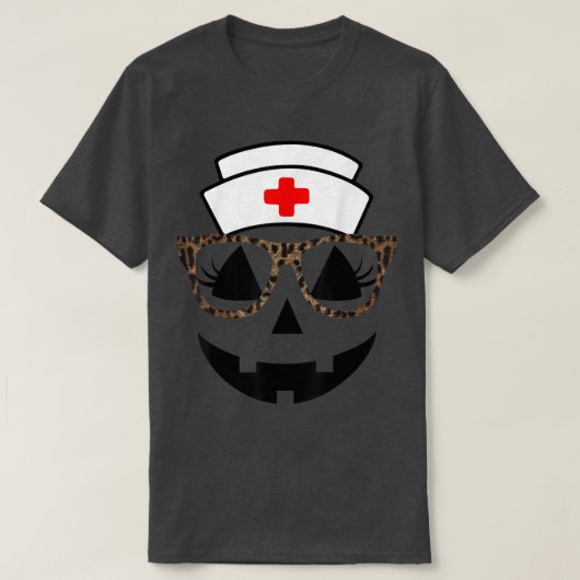 Eyelash Pumpkin Nurse Leopard Glasses Jackolantern T-shirt (Design voorkant)