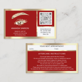 Eyelash QR CODE Aftercare Red Gold Visitekaartje