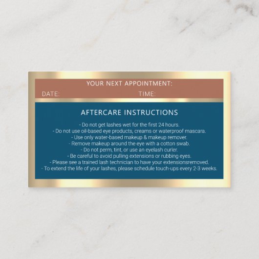 Eyelash QR CODE Aftercare Roos Logo Blu Visitekaartje (Achterkant)