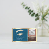 Eyelash QR CODE Aftercare Roos Logo Blu Visitekaartje (Staand voorkant)