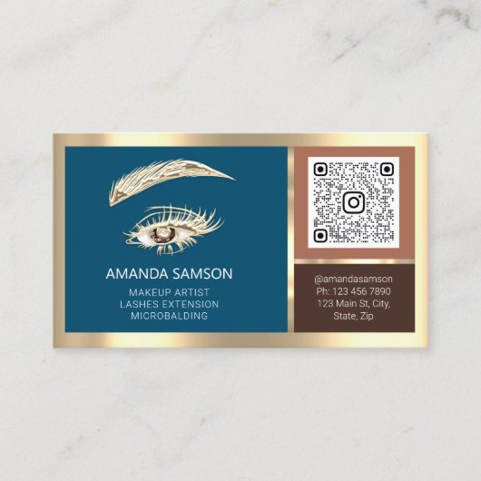 Eyelash QR CODE Aftercare Roos Logo Blu Visitekaartje (Voorkant)