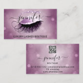 Eyelash QR Code Logo Glitter Roos Roze Visitekaartje (Voorkant / Achterkant)