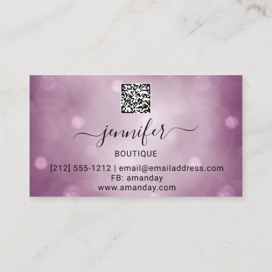 Eyelash QR Code Logo Glitter Roos Roze Visitekaartje (Achterkant)