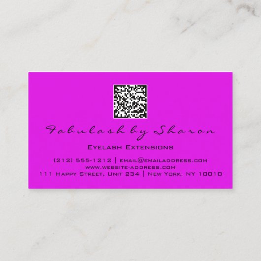 Eyelash QR CODE Logo Microblading Brow roze Visitekaartje (Achterkant)