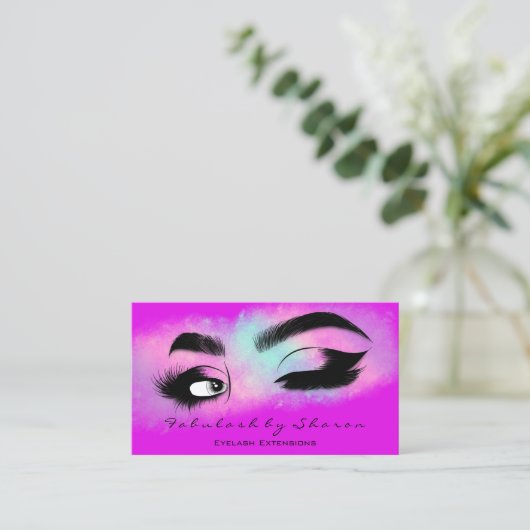 Eyelash QR CODE Logo Microblading Brow roze Visitekaartje (Staand voorkant)