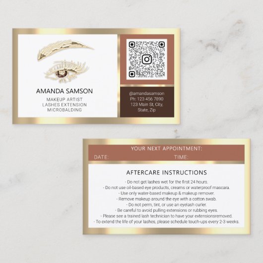 Eyelash QRCODE Aftercare Roos LogoWhite Visitekaartje (Voorkant / Achterkant)