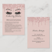 Eyelash Salon Blush Roze Roze Rood Goud Aftercare Visitekaartje (Voorkant / Achterkant)
