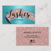 Eyelash Salon Roos Gold Brush Stroke Turquoise Visitekaartje (Voorkant / Achterkant)
